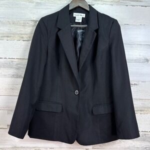 Elisabeth Williams‎ Womens Black Blazer One Button Lined Jacket Size 10MS